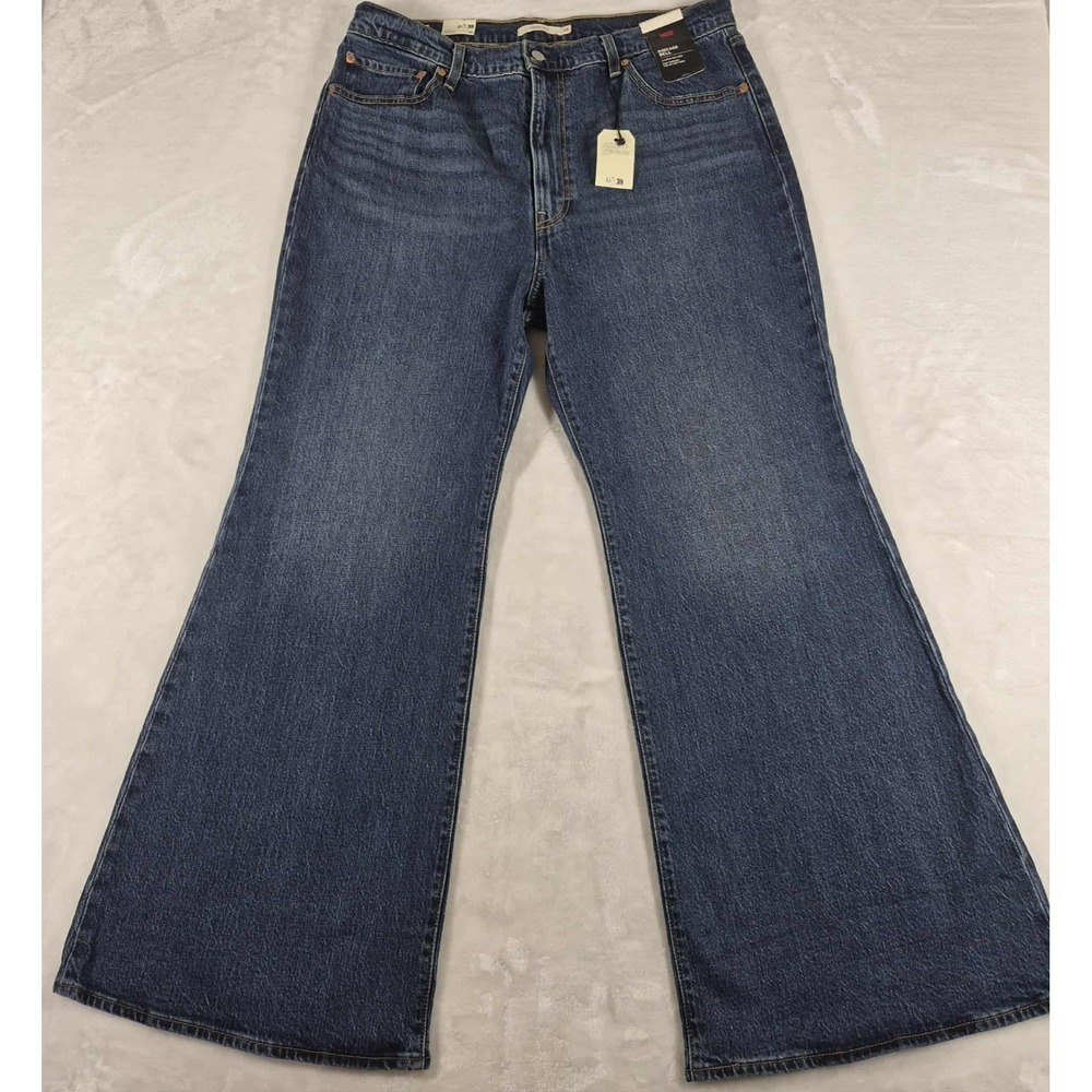 Levi's Ribcage Bell Jeans Women's 34x32 Blue Denim Premium‎ Super High Rise NWT
